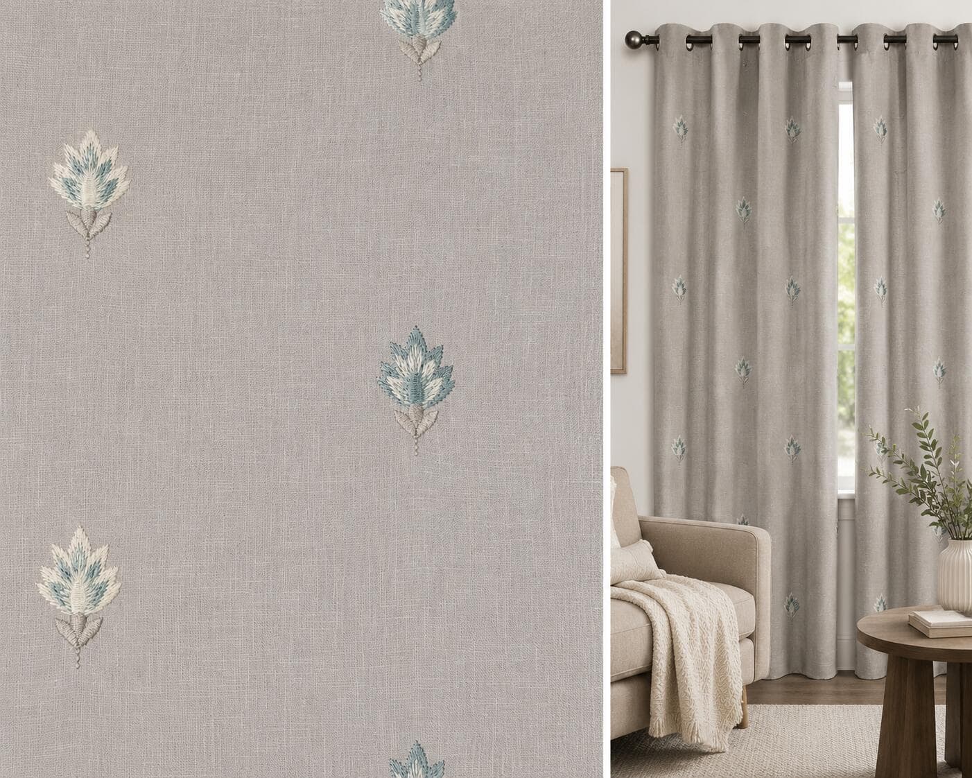 Misty Fern Embroidery Curtain